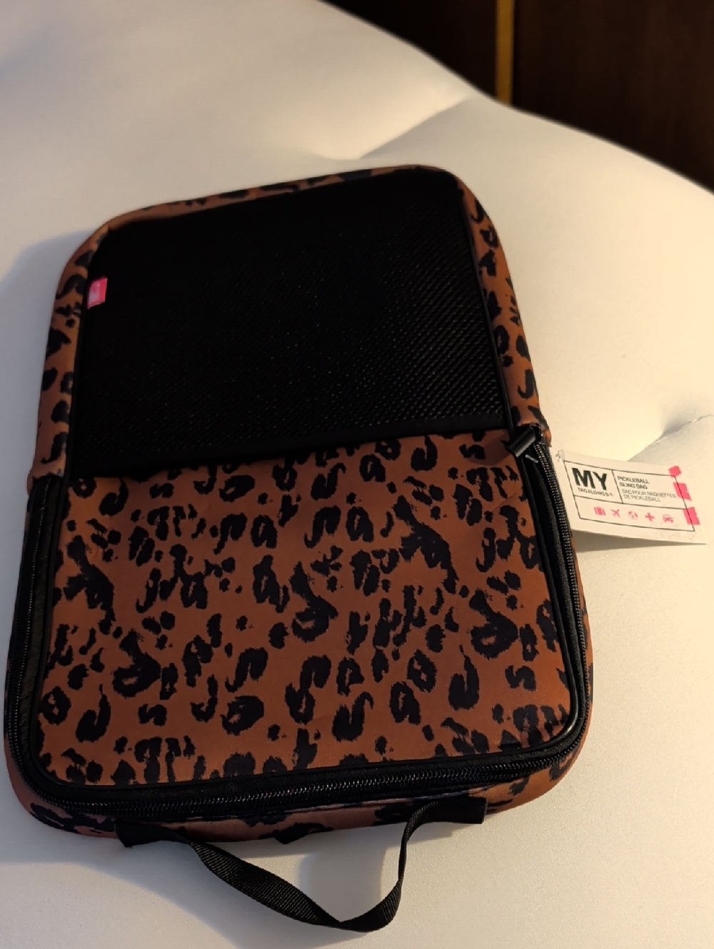 Leopard Print Pickleball Sling Bag - Brown & Black